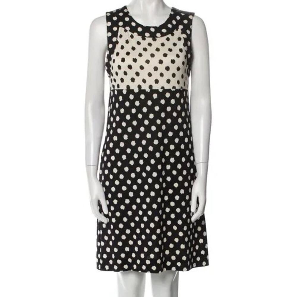 Vintage DVF Diane von Furstenberg Polka Dot Silk Sleeveless Shift Dress Size 6